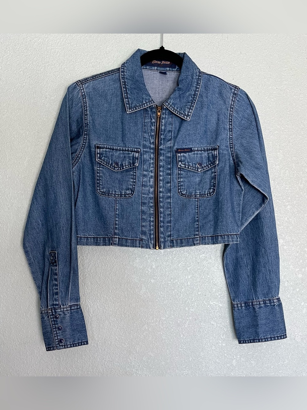 Vintage Guess Womens Small Cropped Full Zip Long Sleeve Western Cowgirl Shirt